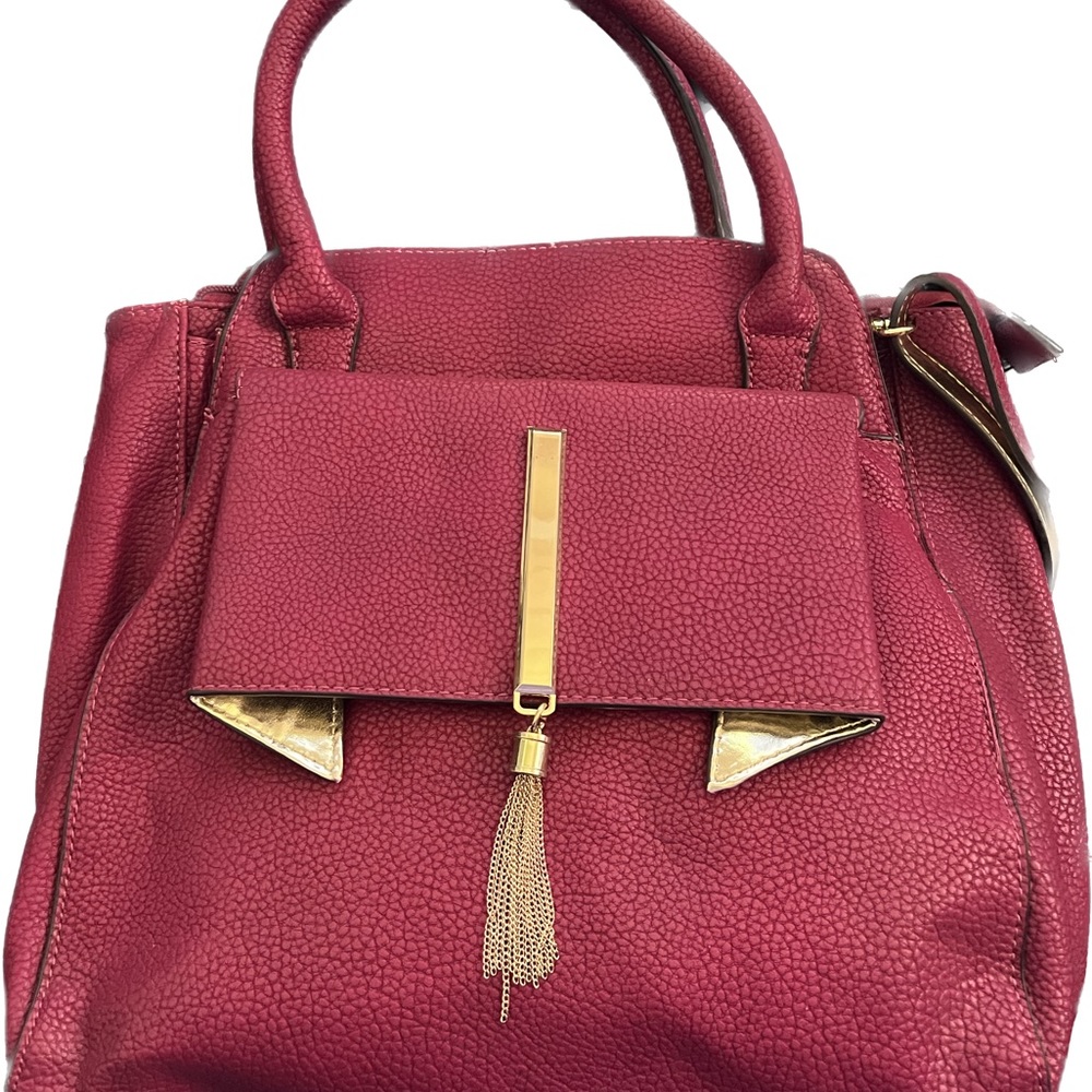 Nicole Miller Dark Pink Satchel w/optional shoulder/x body strap